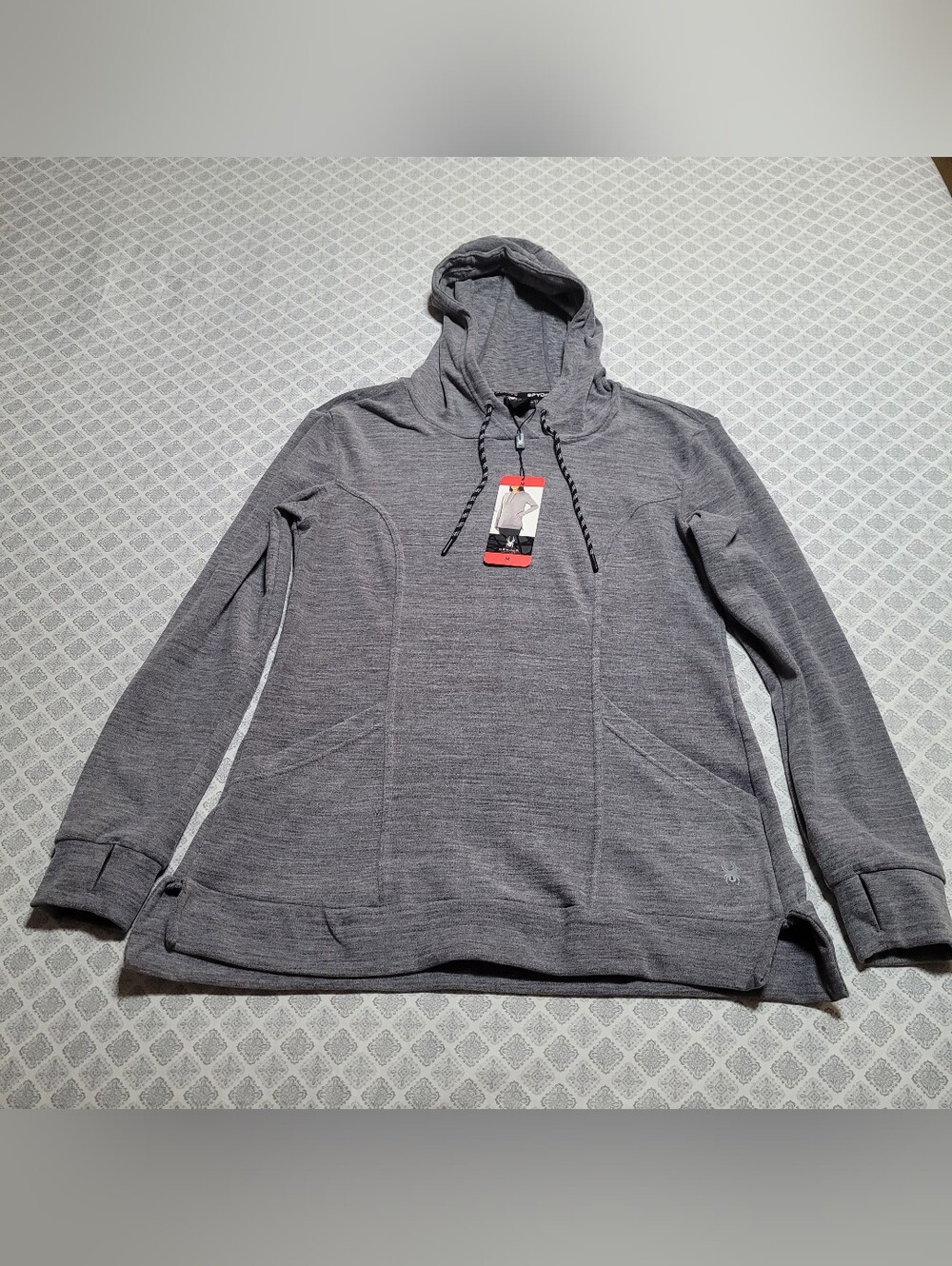 Spyder Women’s Gray Hooded Active Tee • Size M • Lightweight Athleisure Top NWT